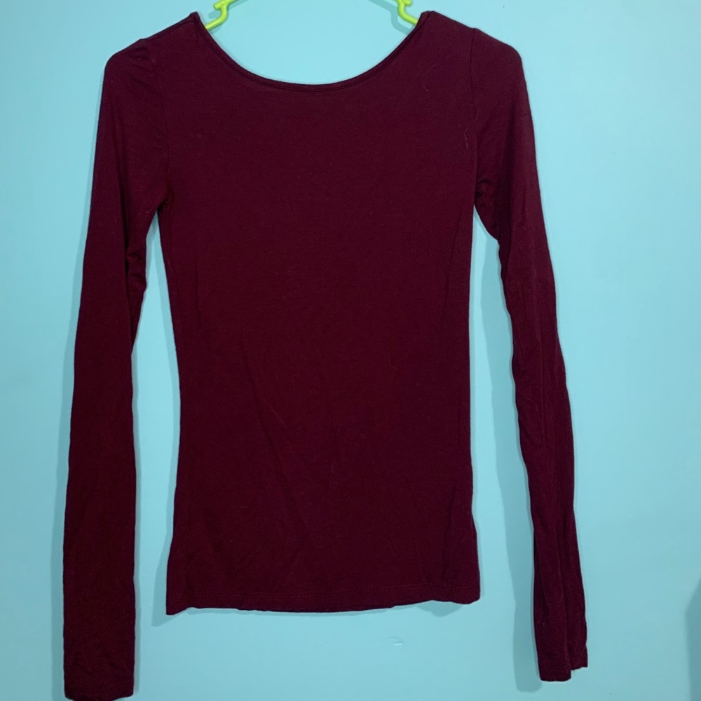 Maroon long sleeve open back